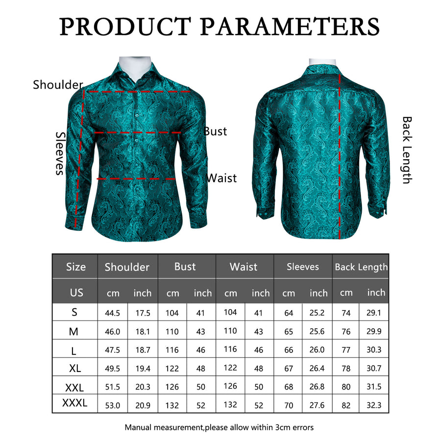 Dark Cyan Floral Silk Dress Shirt shirt    - Sophisticated Gentlemen