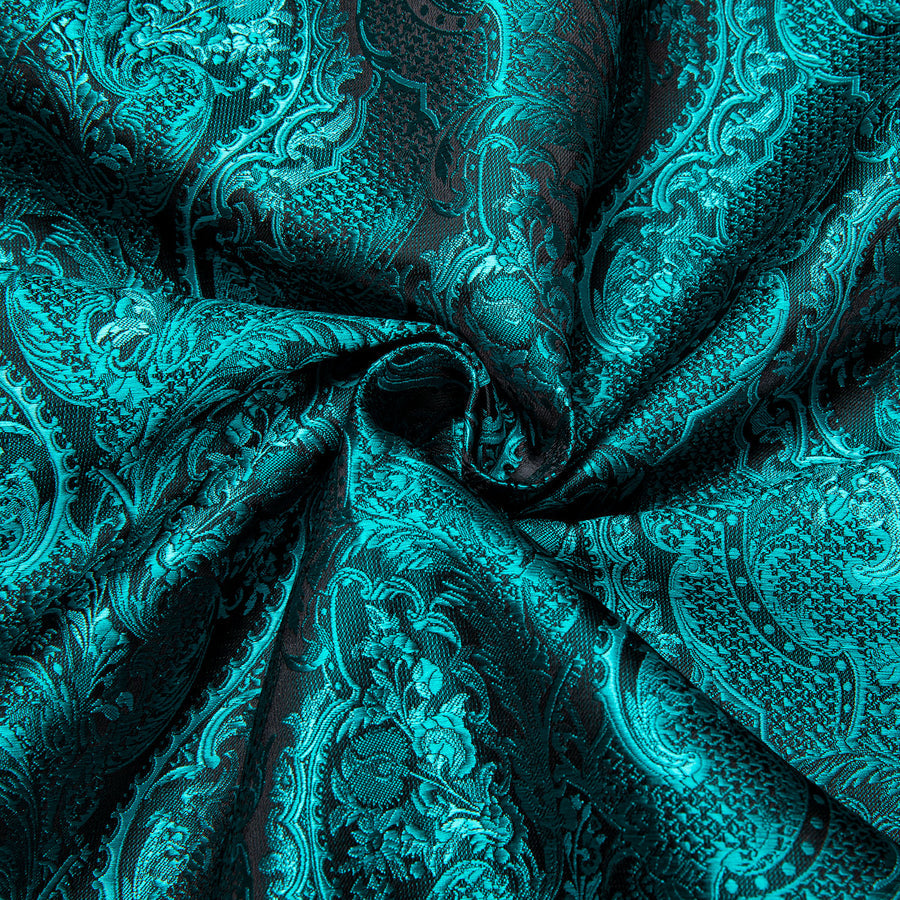 Dark Cyan Floral Silk Dress Shirt shirt    - Sophisticated Gentlemen