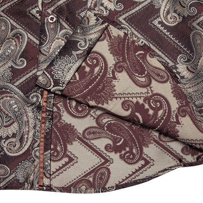 Burgundy and Brown Paisley Silk Shirt shirt    - Sophisticated Gentlemen