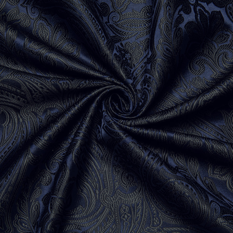 Dark Blue Paisley Silk Dress Shirt shirt    - Sophisticated Gentlemen
