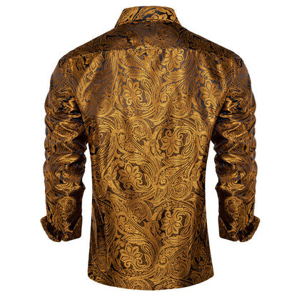 Black Golden Paisley Dress Shirt shirt    - Sophisticated Gentlemen