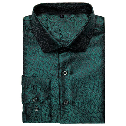 Dark Green Novelty Men's Dress Shirt shirt    - Sophisticated Gentlemen
