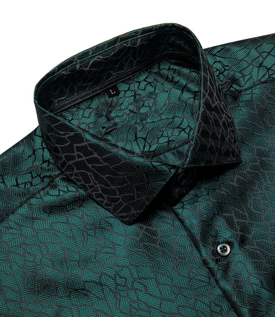 Dark Green Novelty Men's Dress Shirt shirt    - Sophisticated Gentlemen