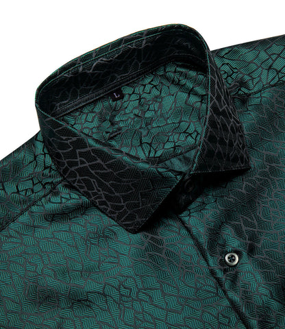 Dark Green Novelty Men's Dress Shirt shirt    - Sophisticated Gentlemen
