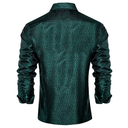 Dark Green Novelty Men's Dress Shirt shirt    - Sophisticated Gentlemen