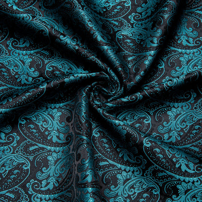 Black Teal Blue Paisley Silk Dress Shirt shirt    - Sophisticated Gentlemen