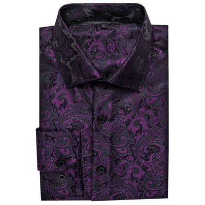 Dark Purple Floral Dress Shirt shirt    - Sophisticated Gentlemen