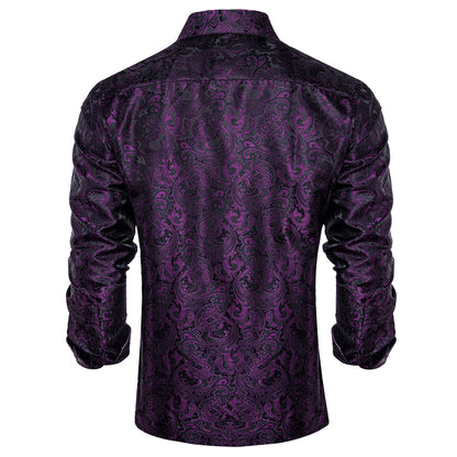 Dark Purple Floral Dress Shirt shirt    - Sophisticated Gentlemen