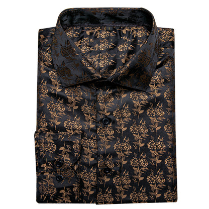 Black and Brown Floral Dress Shirt shirt    - Sophisticated Gentlemen