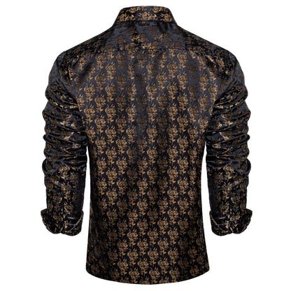 Black and Brown Floral Dress Shirt shirt    - Sophisticated Gentlemen