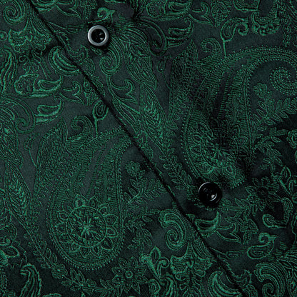 Dark Green Paisley Dress Shirt shirt    - Sophisticated Gentlemen