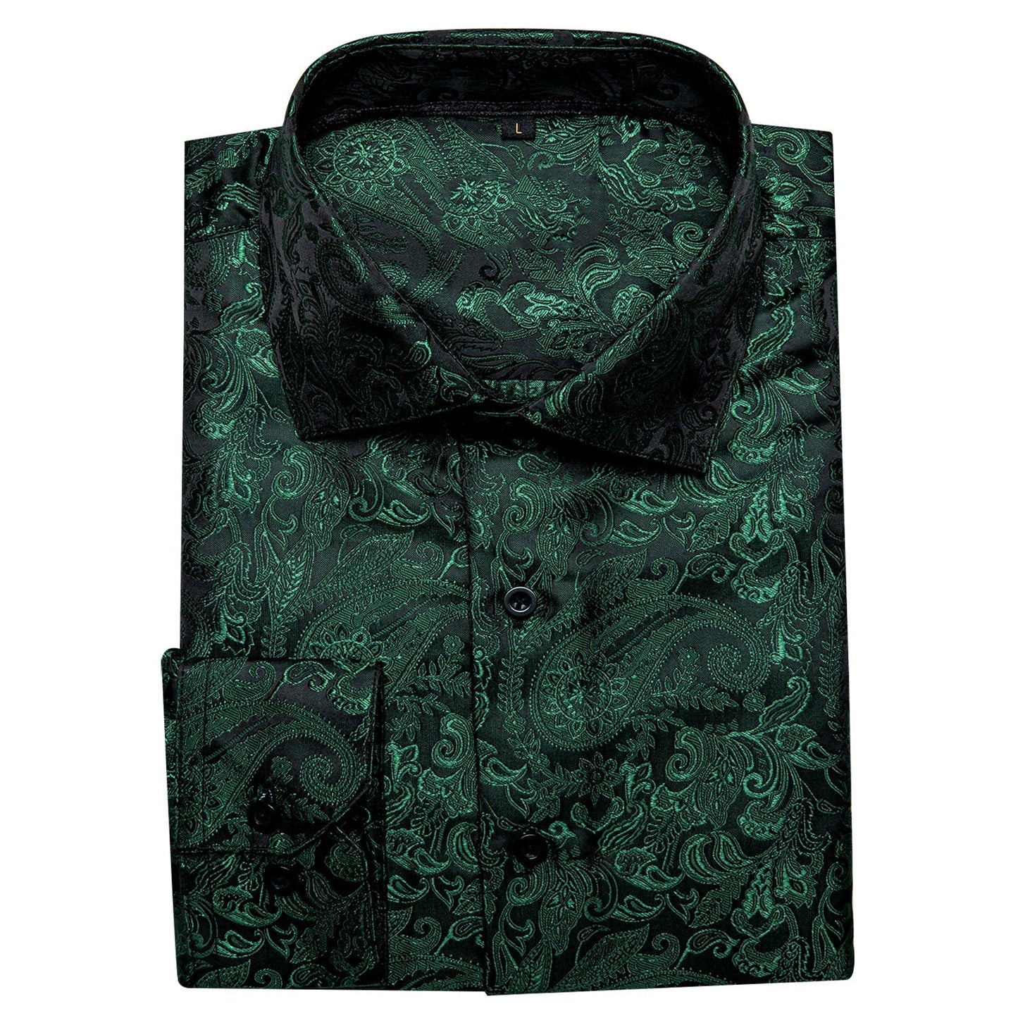 Dark Green Paisley Dress Shirt shirt    - Sophisticated Gentlemen