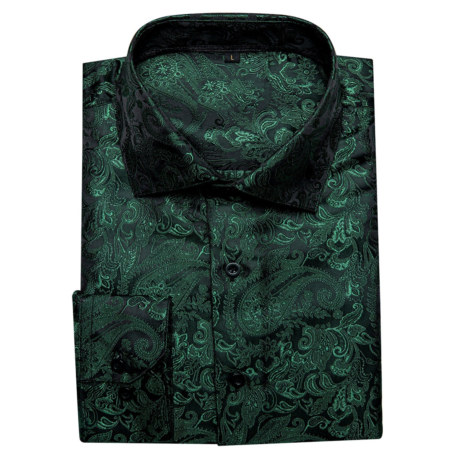 Dark Green Paisley Dress Shirt shirt    - Sophisticated Gentlemen