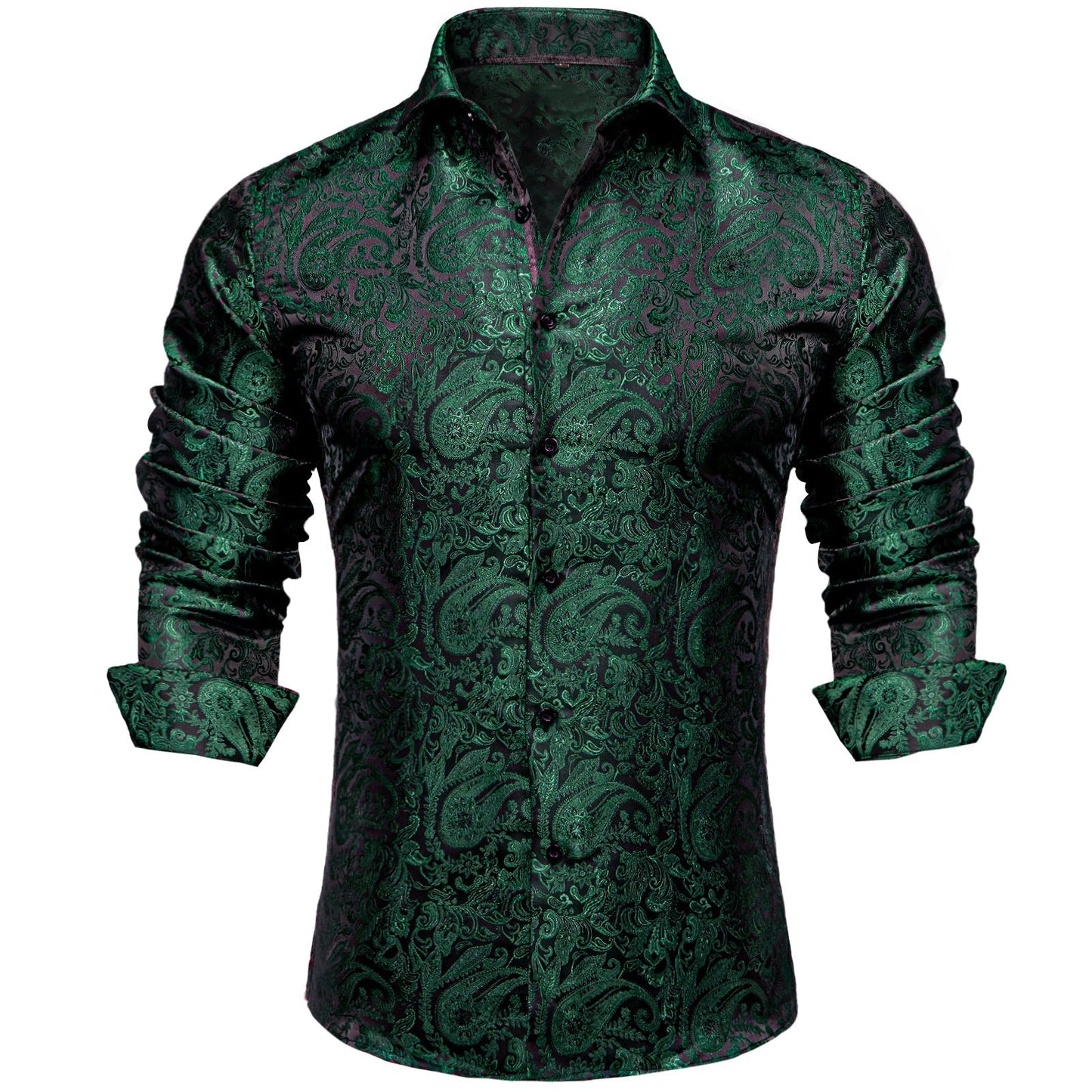 Dark Green Paisley Dress Shirt shirt    - Sophisticated Gentlemen