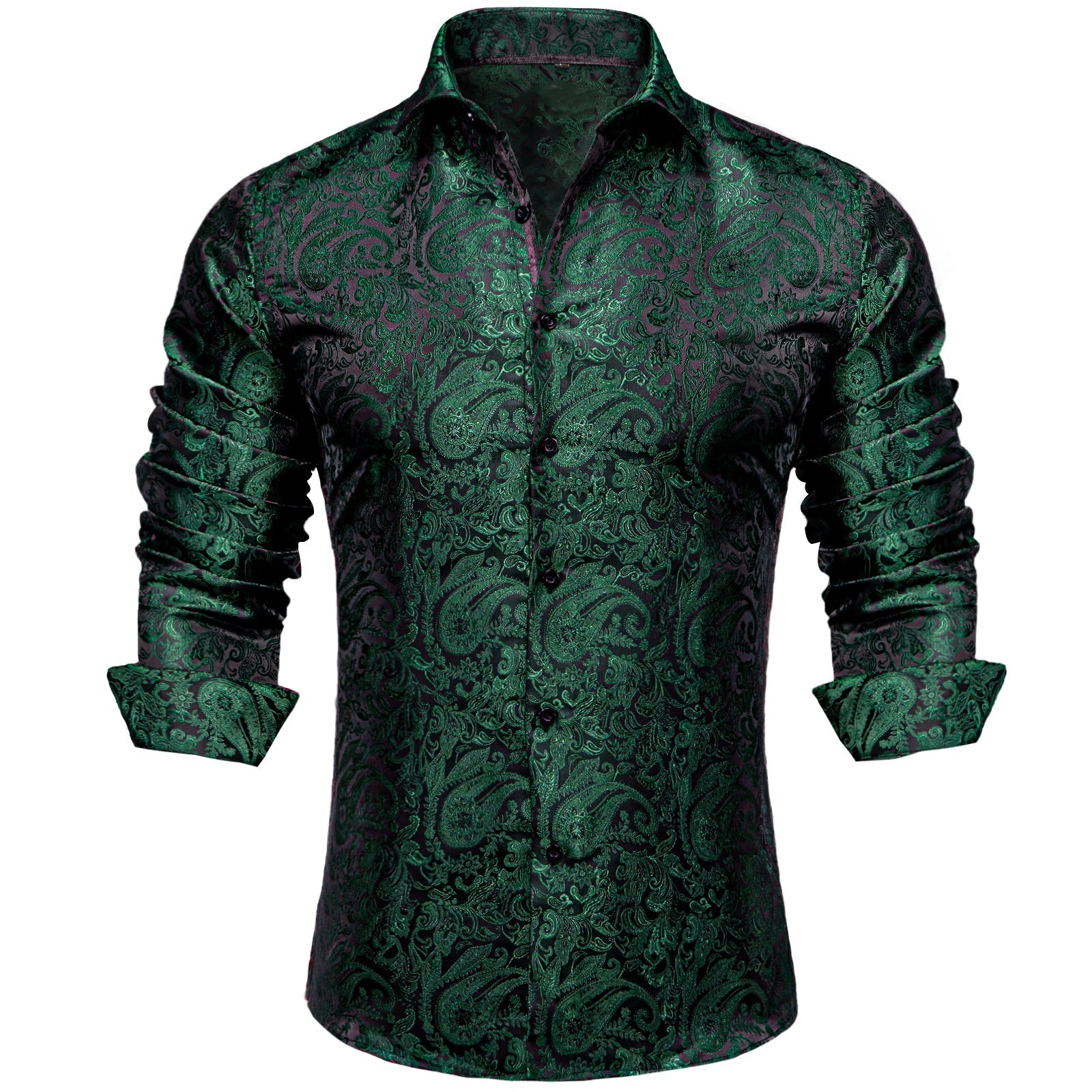 Dark Green Paisley Dress Shirt shirt    - Sophisticated Gentlemen
