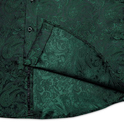 Dark Green Paisley Dress Shirt shirt    - Sophisticated Gentlemen