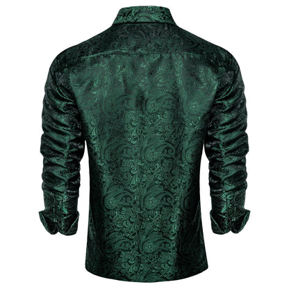 Dark Green Paisley Dress Shirt shirt    - Sophisticated Gentlemen