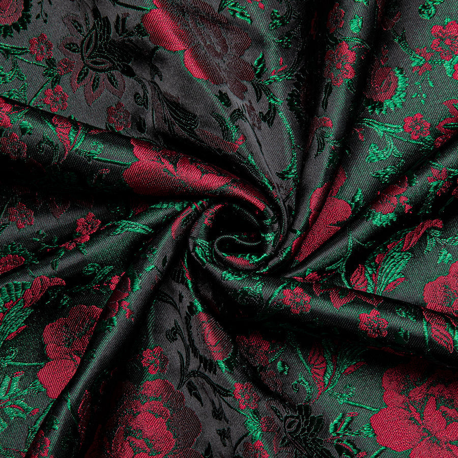 Dark Green Red Floral Silk Dress Shirt shirt    - Sophisticated Gentlemen