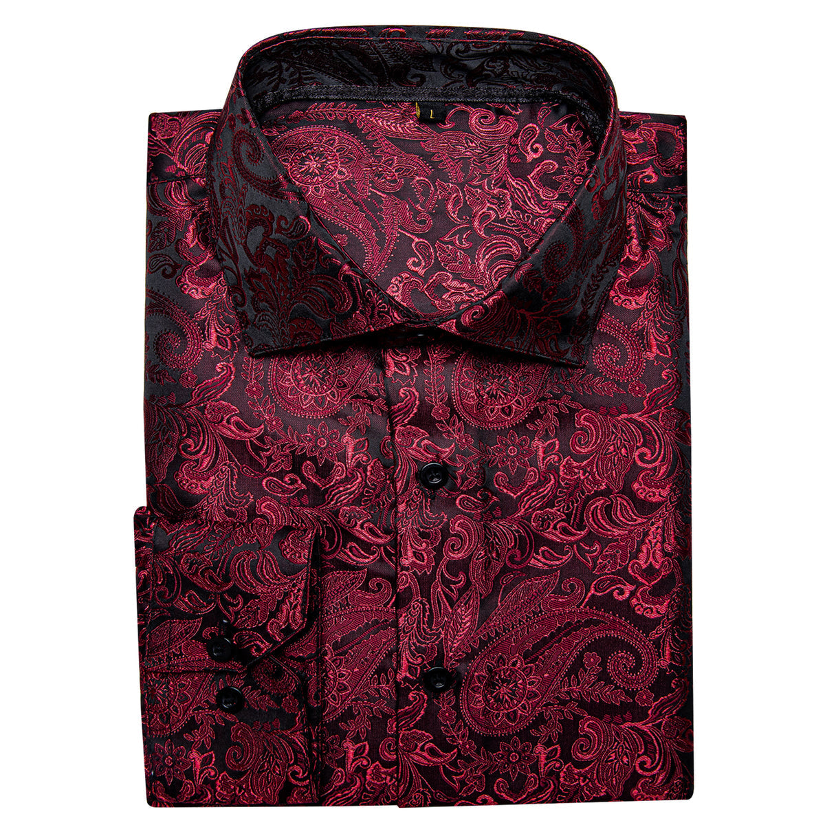 Dark Red Paisley Silk Shirt shirt    - Sophisticated Gentlemen