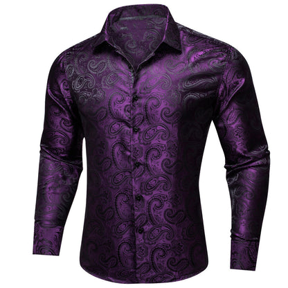 Purple Paisley Silk Dress Shirt shirt    - Sophisticated Gentlemen