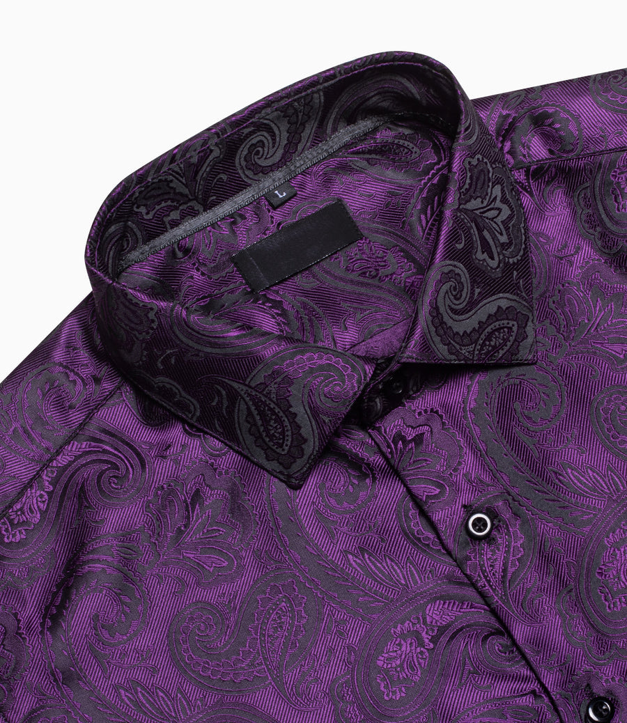 Purple Paisley Silk Dress Shirt shirt    - Sophisticated Gentlemen