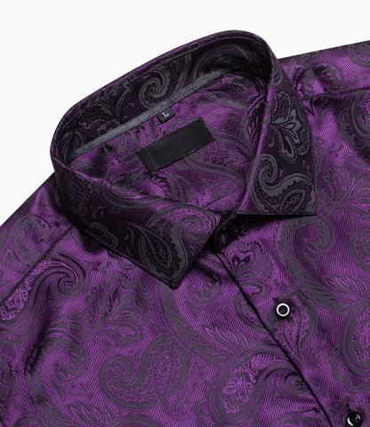Purple Paisley Silk Dress Shirt shirt    - Sophisticated Gentlemen