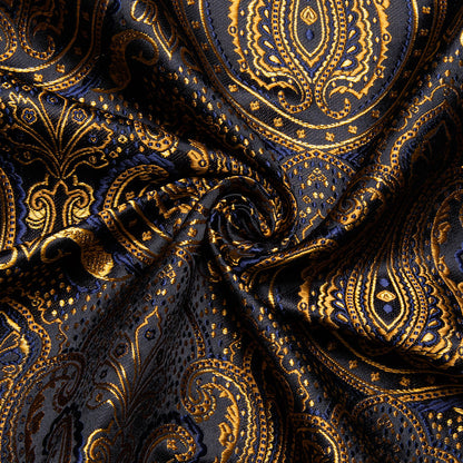 Golden Black Paisley Silk Dress Shirt shirt    - Sophisticated Gentlemen