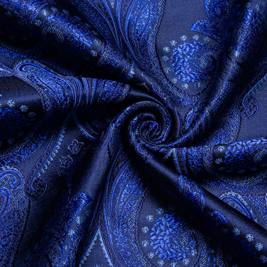 Navy Blue Pailsey Silk Dress Shirt shirt    - Sophisticated Gentlemen