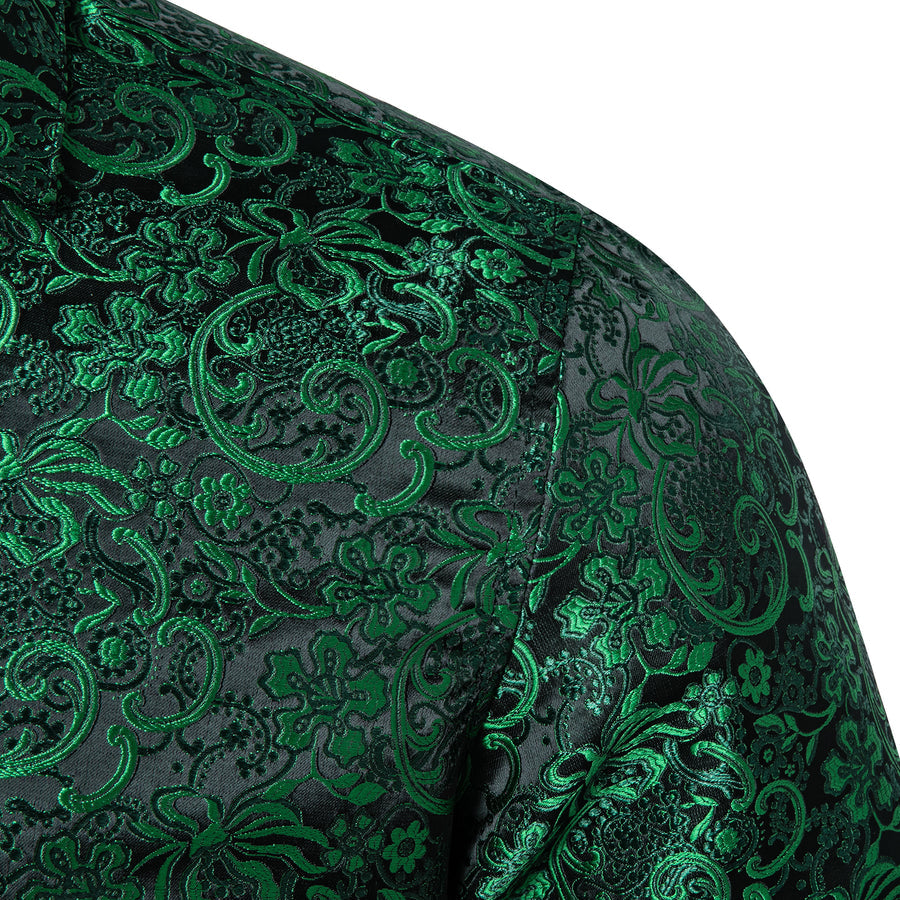 Sapphire Pine Green Floral Silk Dress Shirt shirt    - Sophisticated Gentlemen