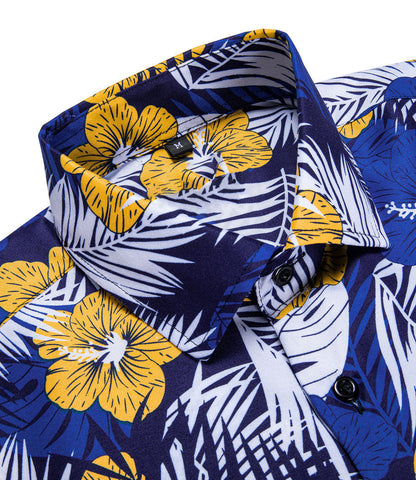Sky-Blue White Floral Dress Shirt shirt    - Sophisticated Gentlemen