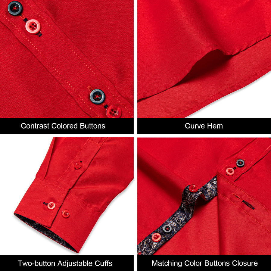 Red Paisley Silk Dress Shirt shirt    - Sophisticated Gentlemen