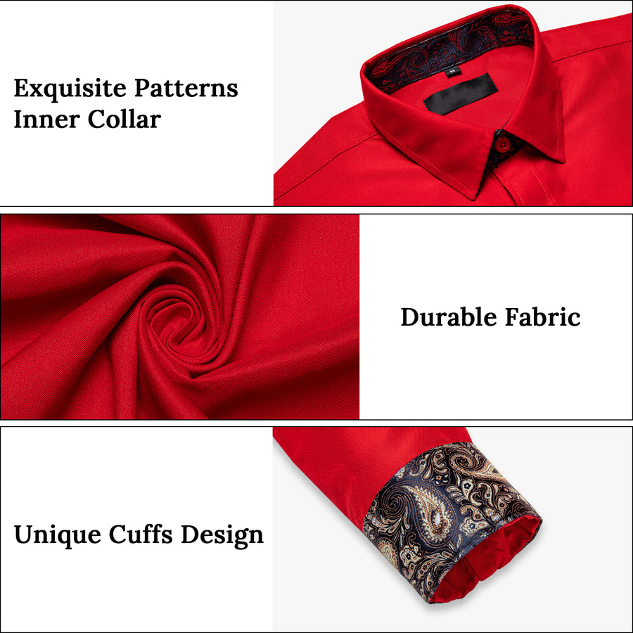 Red Paisley Silk Dress Shirt shirt    - Sophisticated Gentlemen