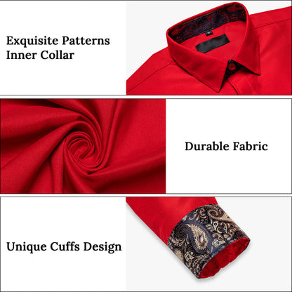 Red Paisley Silk Dress Shirt shirt    - Sophisticated Gentlemen