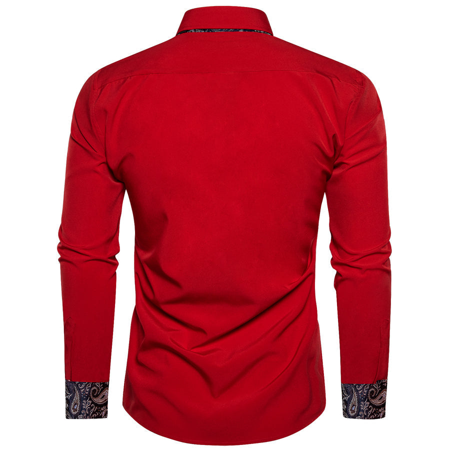 Red Paisley Silk Dress Shirt shirt    - Sophisticated Gentlemen
