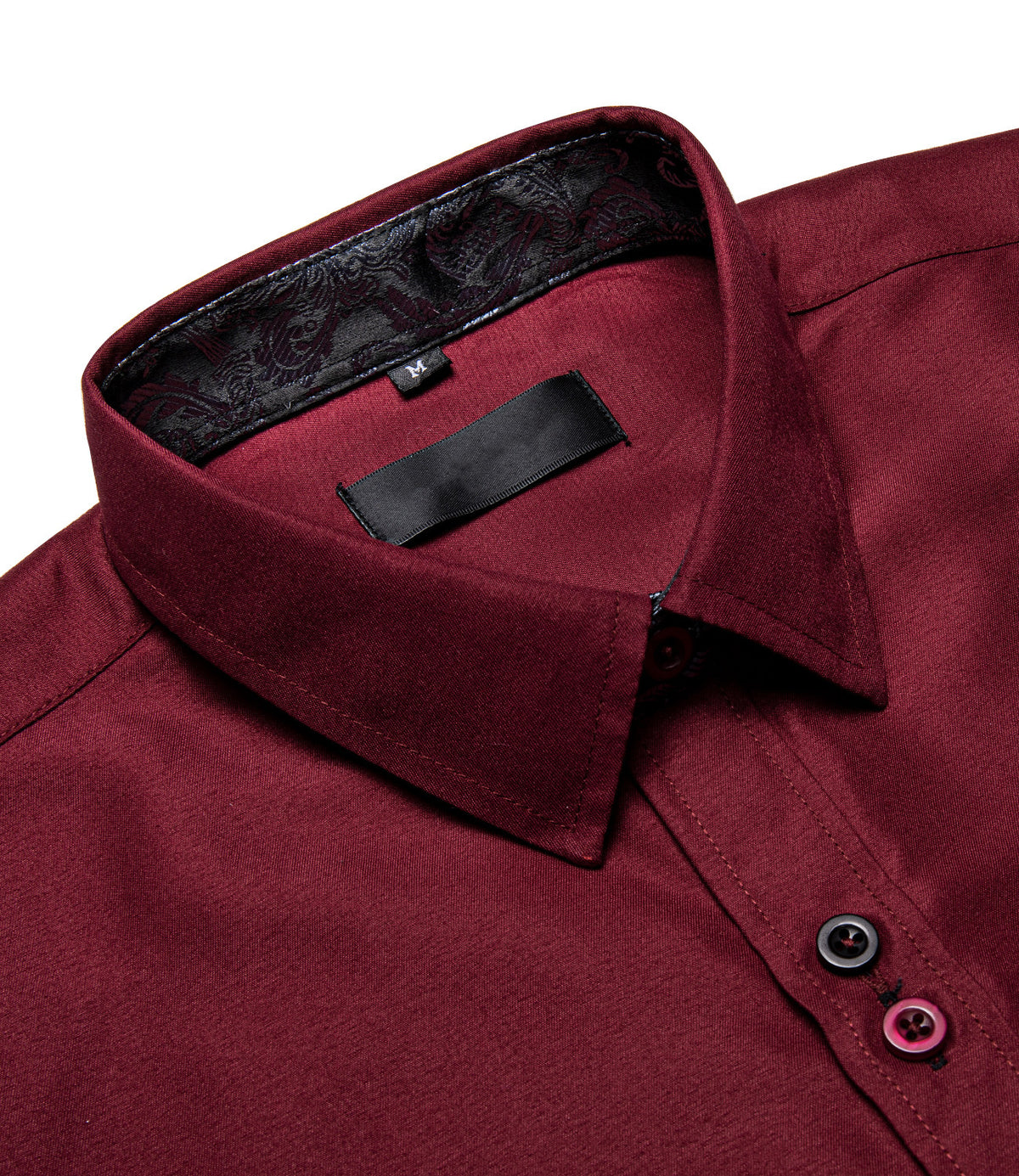 Burgundy Shirt With Black Paisley Accent shirt    - Sophisticated Gentlemen