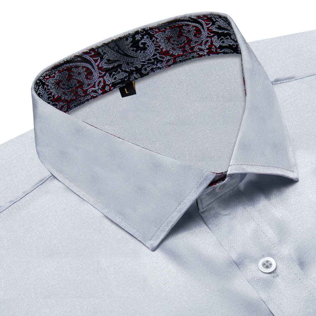 Silver Shirt with Black Paisley Accent shirt    - Sophisticated Gentlemen