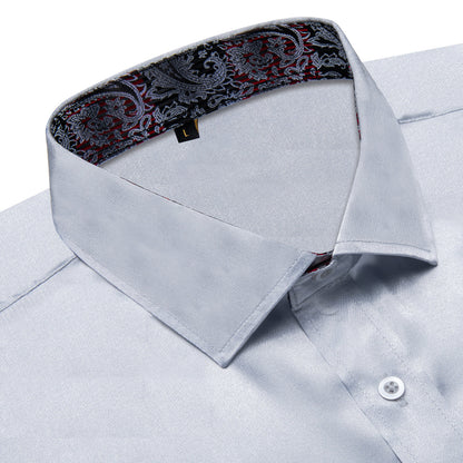 Silver Shirt with Black Paisley Accent shirt    - Sophisticated Gentlemen