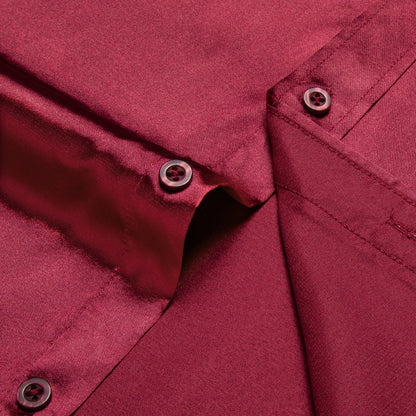 Burgundy Red With Red Paisley Edge Men's Solid Dress Shirt shirt    - Sophisticated Gentlemen