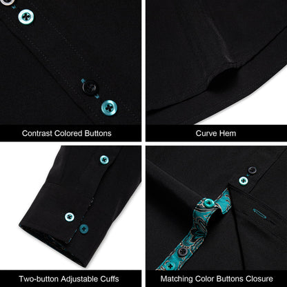 Black With Blue Paisley Edge Dress Shirt shirt    - Sophisticated Gentlemen