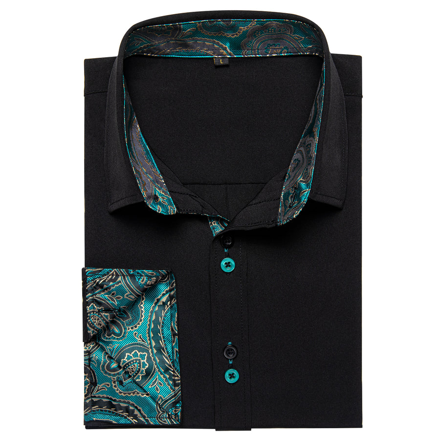 Black With Blue Paisley Edge Dress Shirt shirt    - Sophisticated Gentlemen