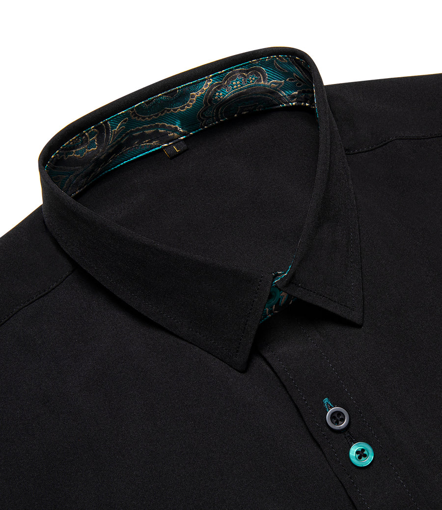 Black With Blue Paisley Edge Dress Shirt shirt    - Sophisticated Gentlemen