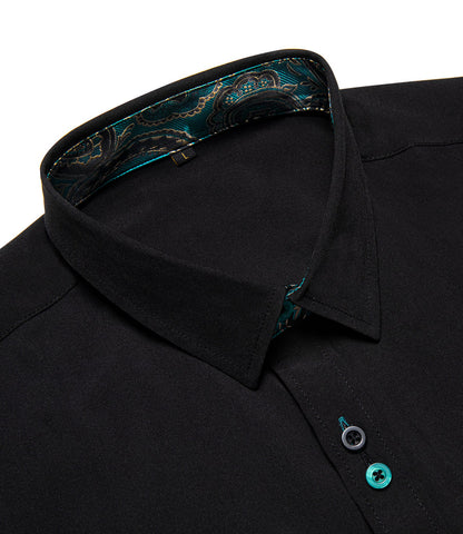 Black With Blue Paisley Edge Dress Shirt shirt    - Sophisticated Gentlemen