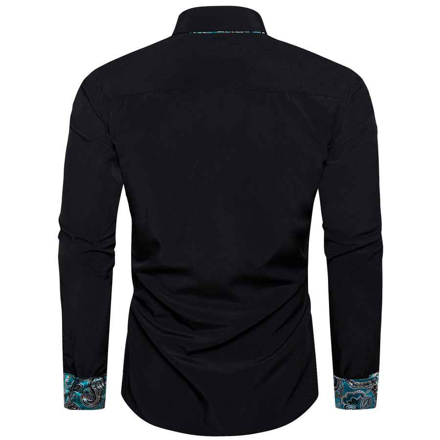 Black With Blue Paisley Edge Dress Shirt shirt    - Sophisticated Gentlemen