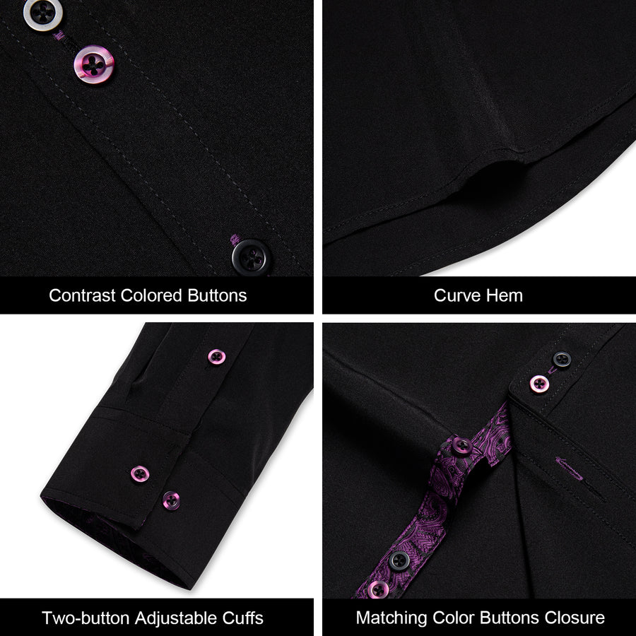 Black With Purple Paisley Edge Dress Shirt shirt    - Sophisticated Gentlemen