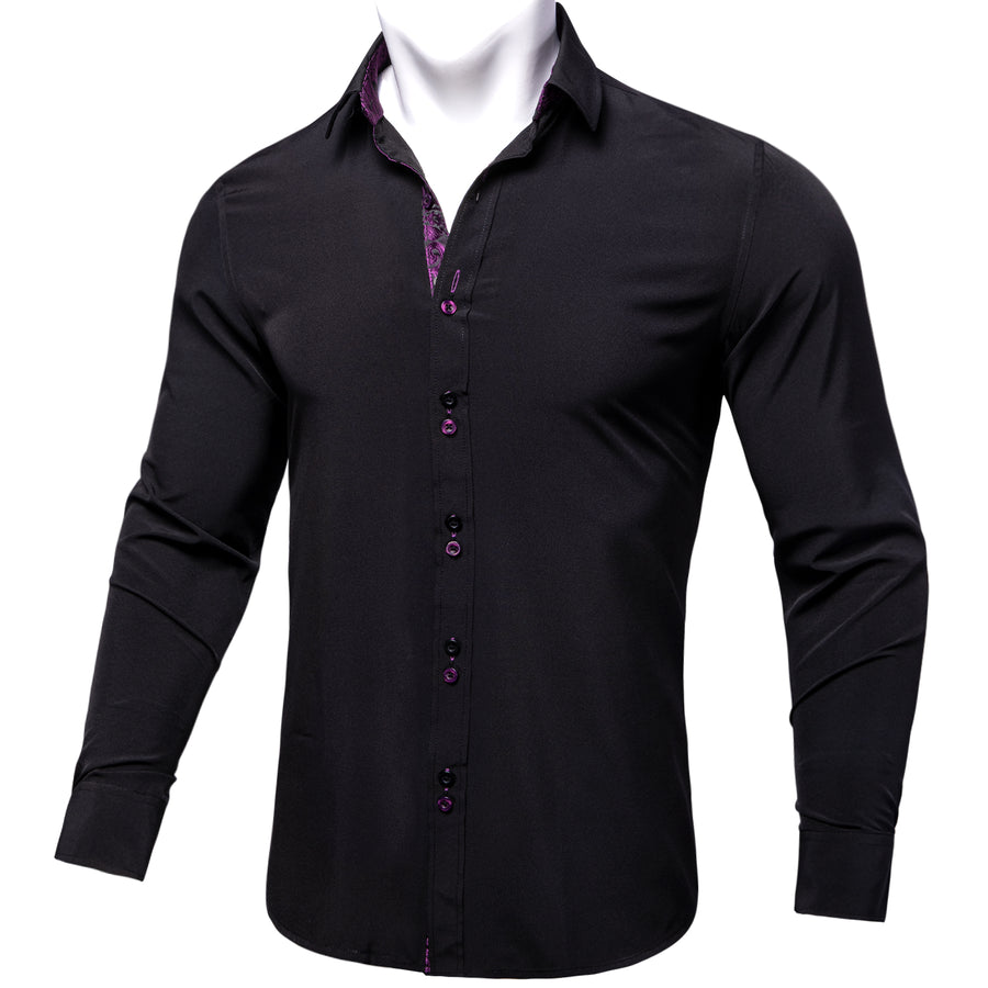Black With Purple Paisley Edge Dress Shirt shirt    - Sophisticated Gentlemen