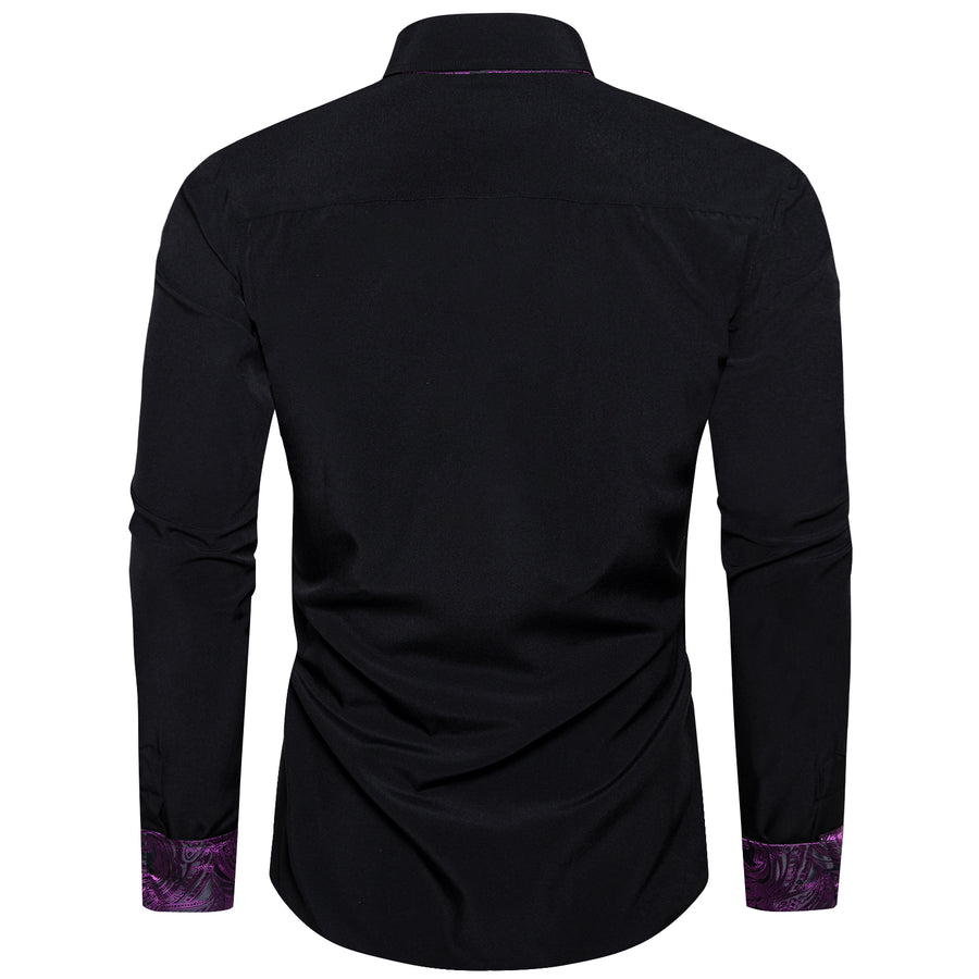 Black With Purple Paisley Edge Dress Shirt shirt    - Sophisticated Gentlemen