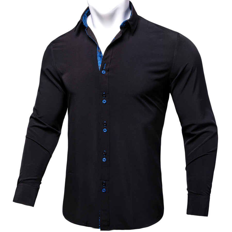 Blue Black Paisley Edge Dress Shirt shirt    - Sophisticated Gentlemen