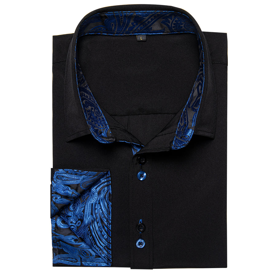 Blue Black Paisley Edge Dress Shirt shirt    - Sophisticated Gentlemen