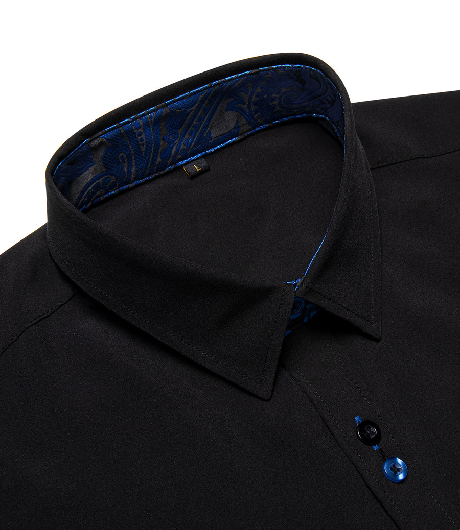 Blue Black Paisley Edge Dress Shirt shirt    - Sophisticated Gentlemen
