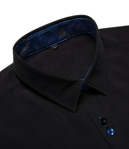 Blue Black Paisley Edge Dress Shirt shirt    - Sophisticated Gentlemen